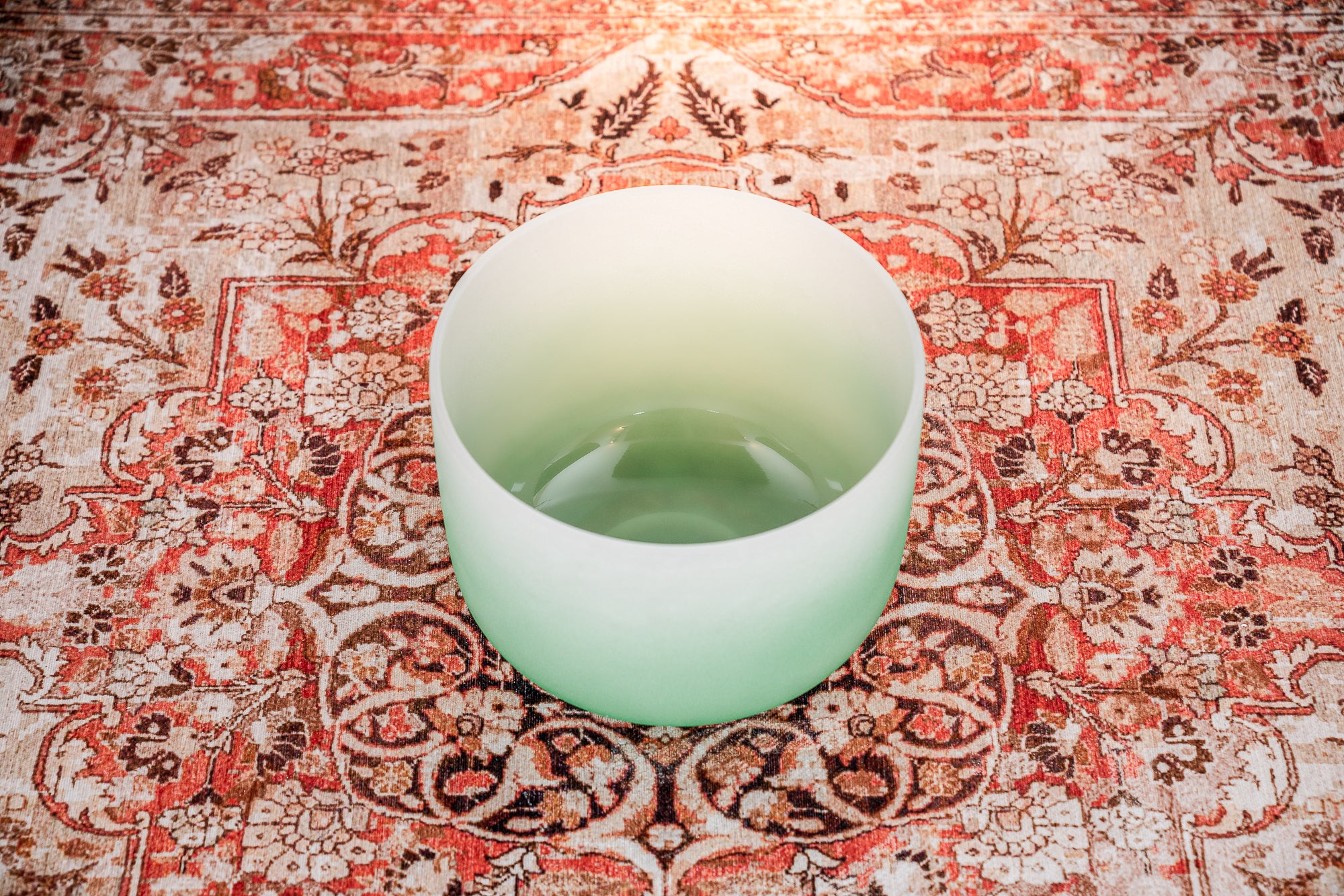 11" Color-Frosted Crystal Singing Bowl, Green, Note F4, Heart Chakra