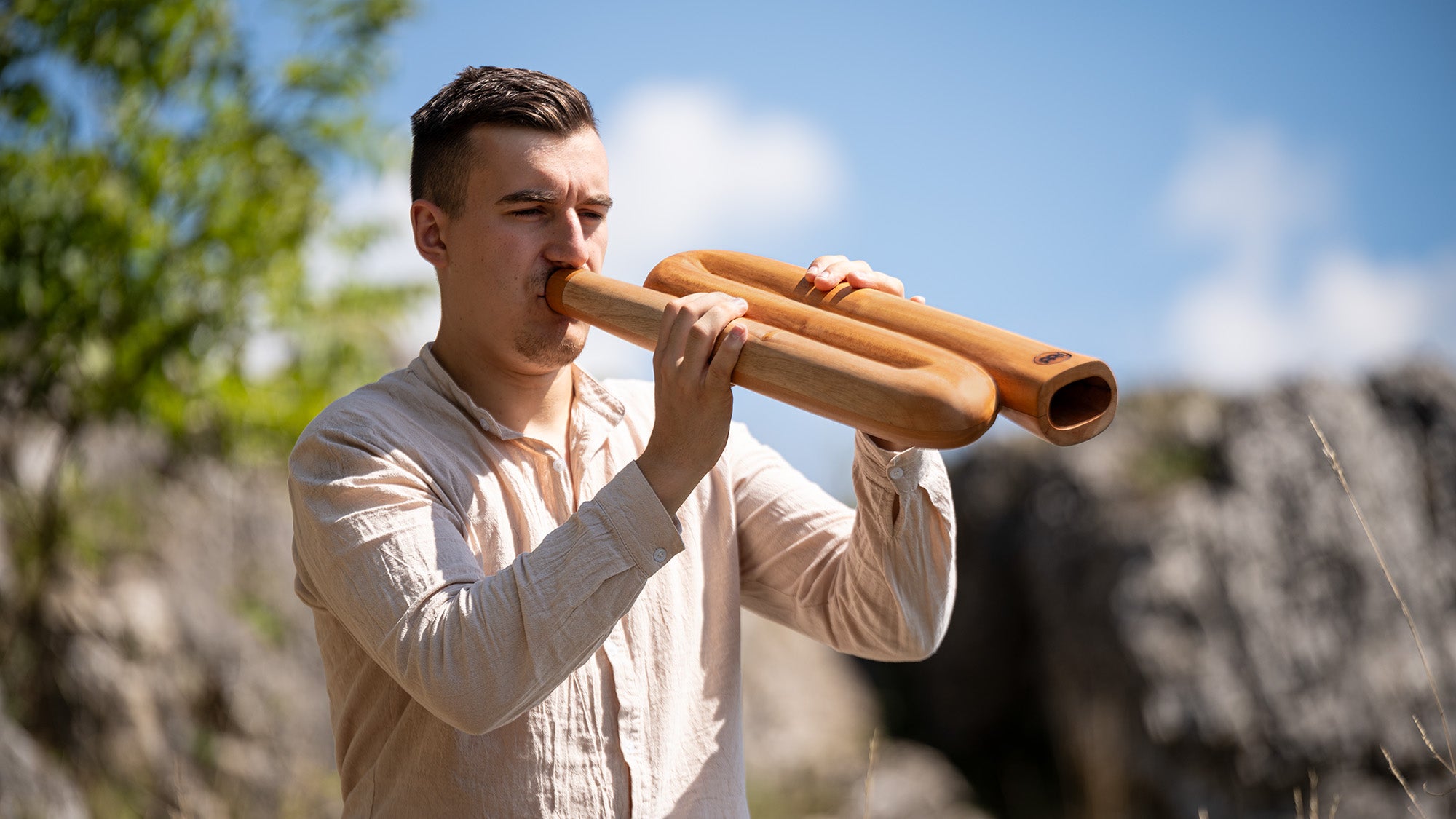 Z-Shaped Pro Didgeridoo, Tuning C, Natural