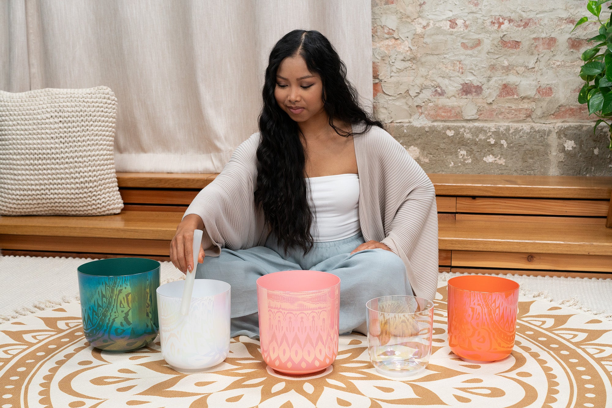 7.5" Essence Crystal Singing Bowl, Note G3, Lotus Pink, Throat Chakra, 440 Hz