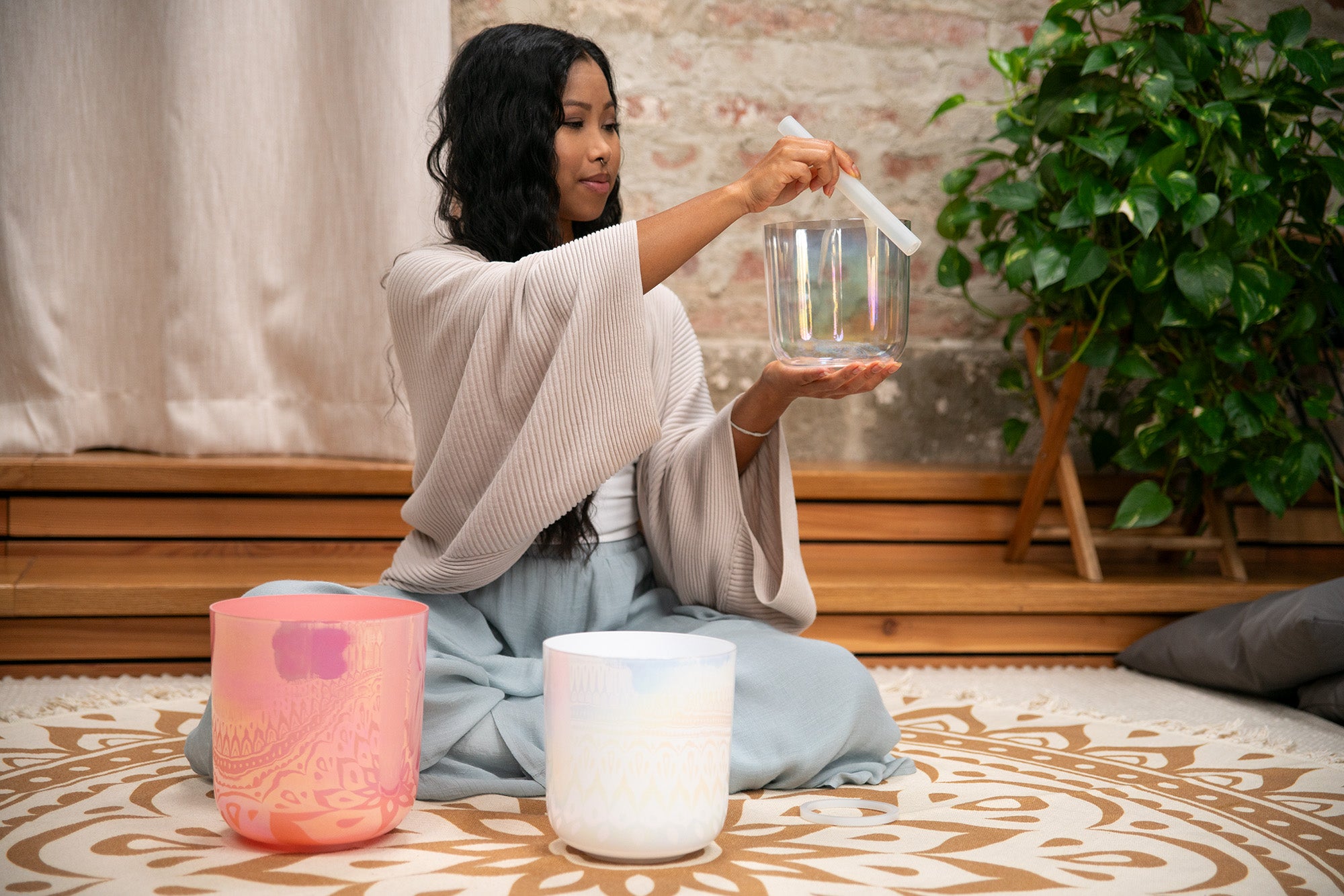 3-Piece Essence Crystal Singing Bowl Set, E4/B3/G3, 440 Hz