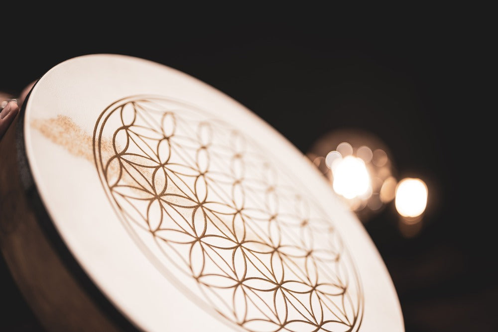 16" Designed Hand Drum, Flower of Life