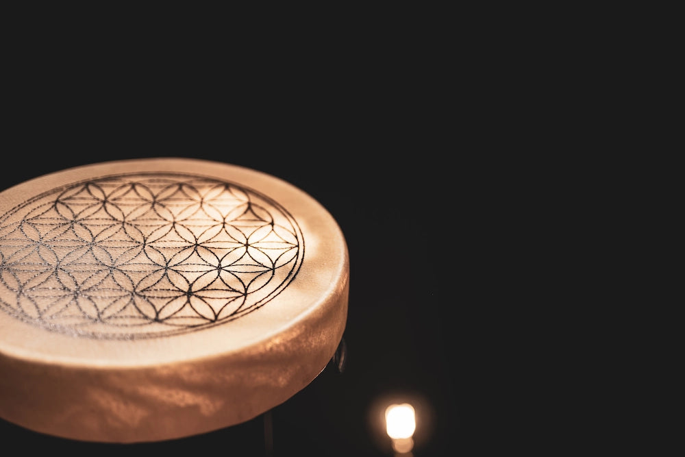 15" Native American-Style Hoop Drum, Flower of Life