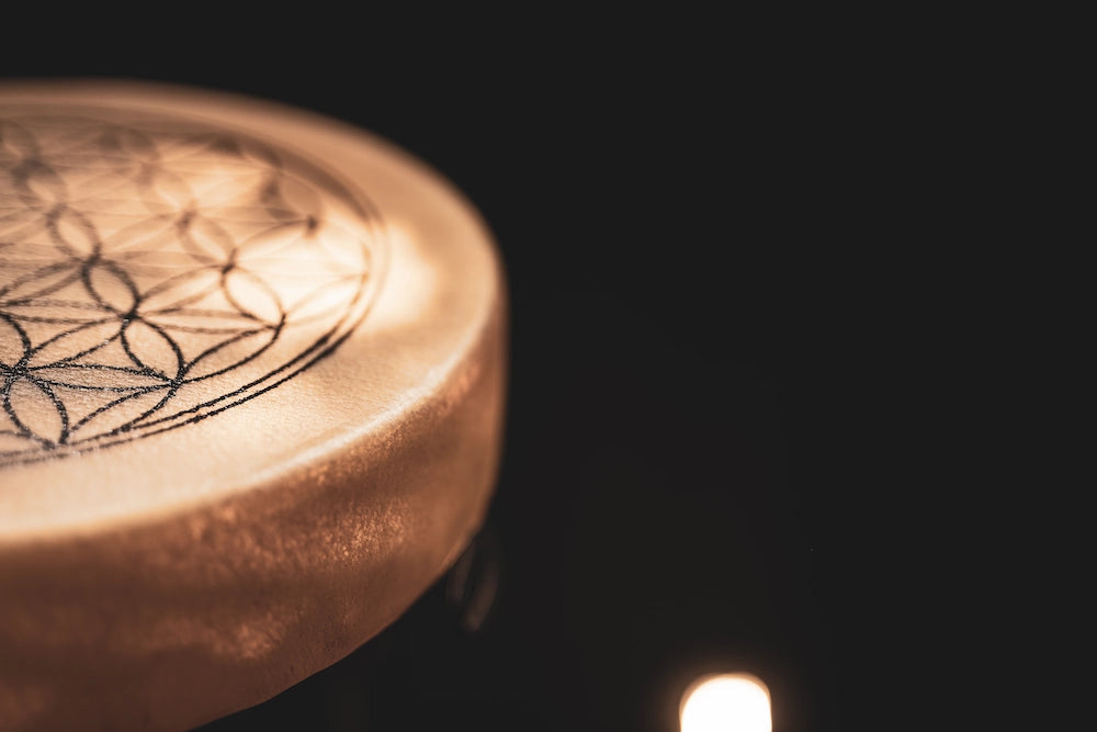 15" Native American-Style Hoop Drum, Flower of Life