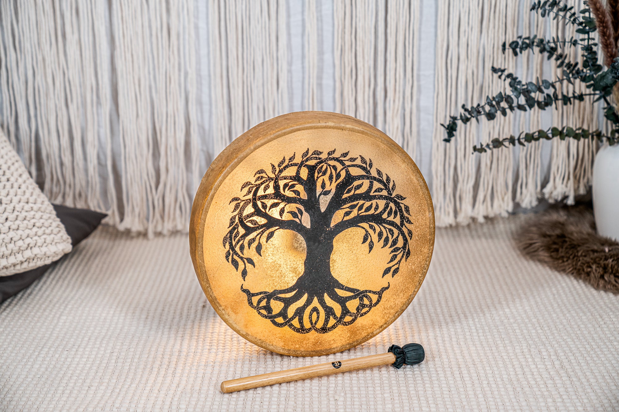 15" Native American-Style Hoop Drum, Tree of Life