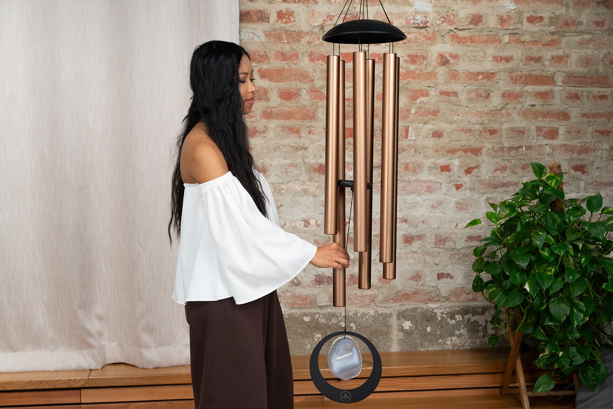 50" Grey Agate Meditation Chime, 432 Hz, A-Major, Bronze