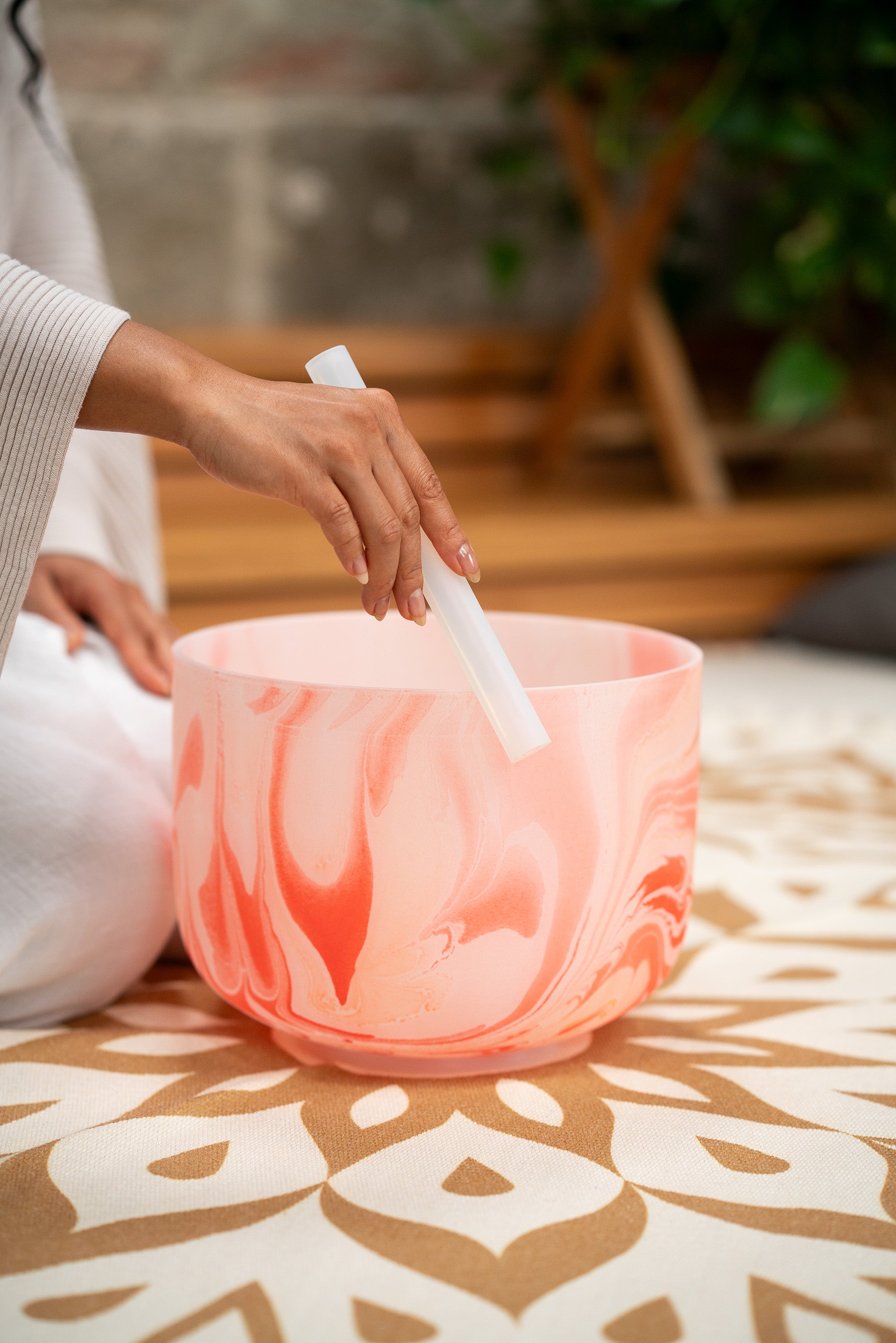 10" Marble Crystal Singing Bowl, D4, Sacral Chakra, 432 Hz