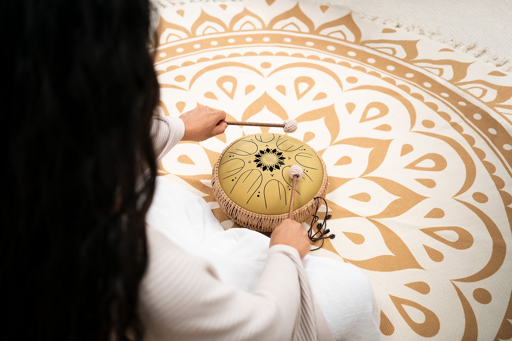 10" Medium Octave Steel Tongue Drum, C Major, 8 Notes, 432 Hz, Gold