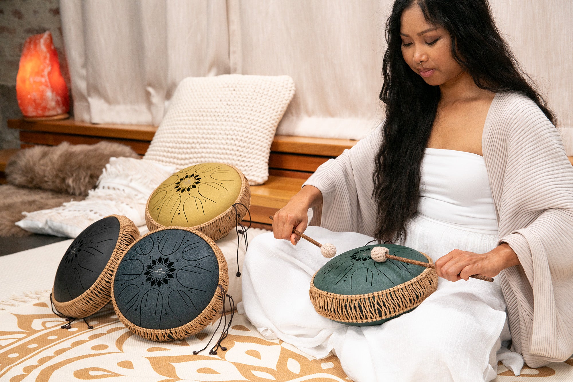 10" Medium Octave Steel Tongue Drum, C Major, 8 Notes, 432 Hz, Gold