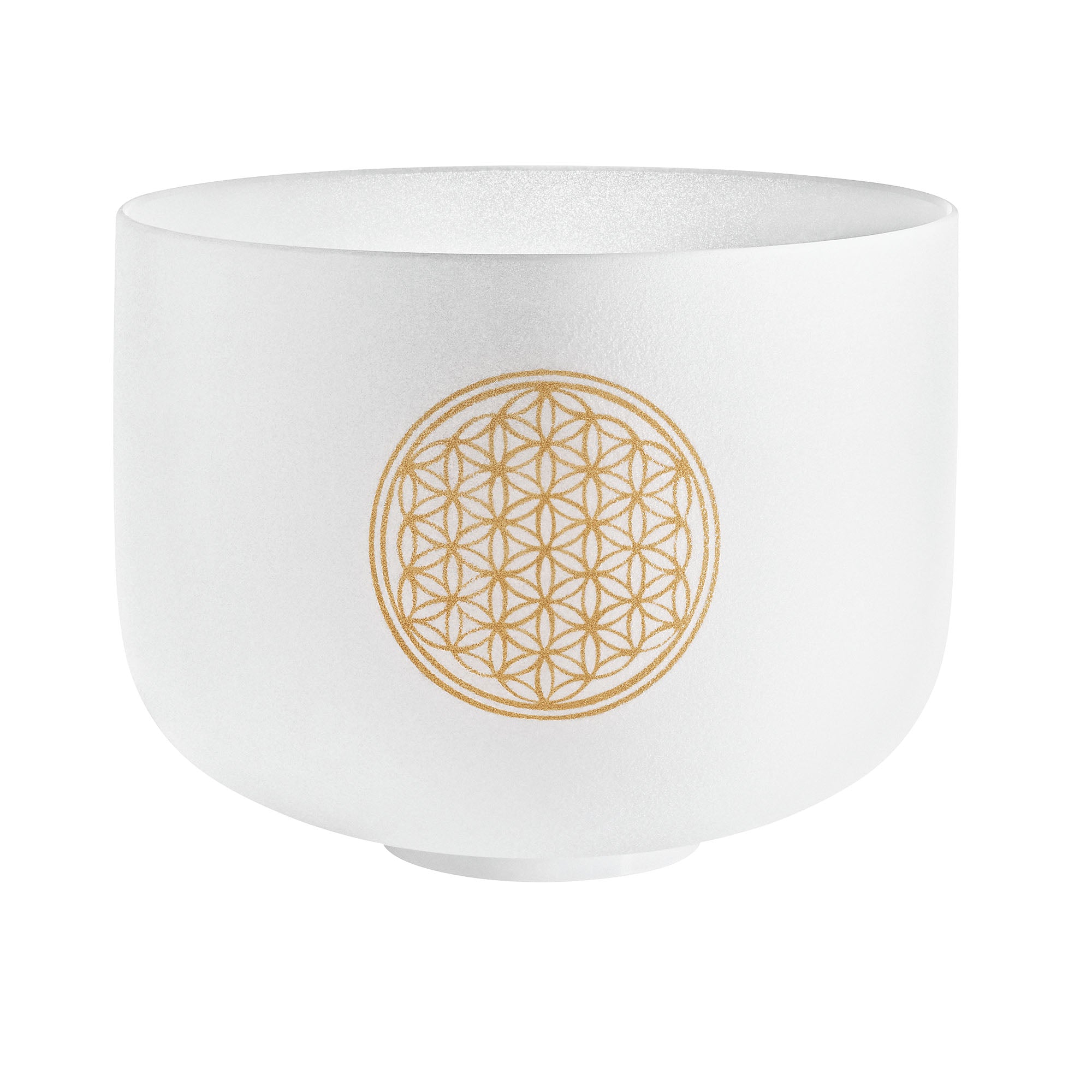 10" White-Frosted Crystal Singing Bowl, Flower of Life 128 Hz