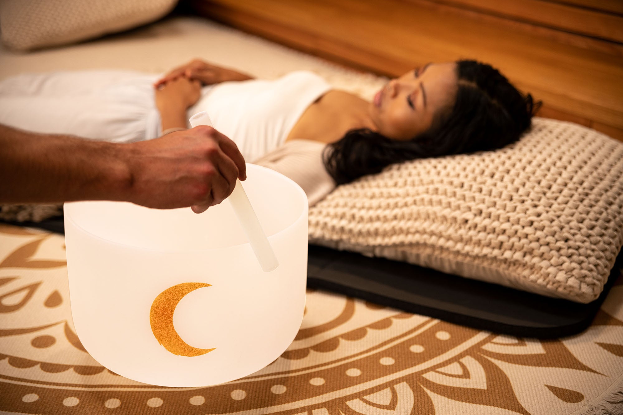 12" Planetary Tuned Crystal Singing Bowl, Synodic Moon 210.42 Hz