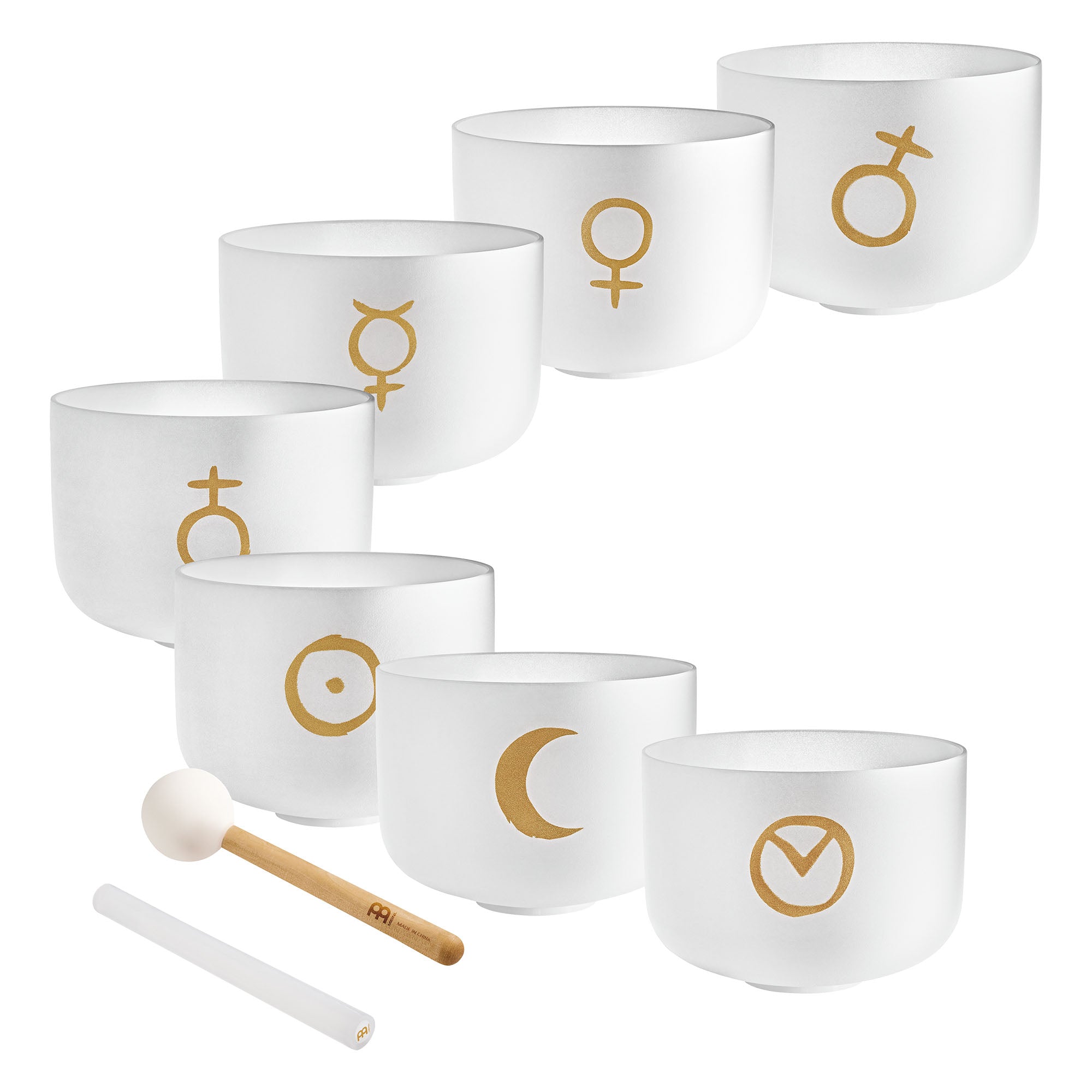 7-Piece Crystal Singing Bowl Chakra Set, Planetary Tuned