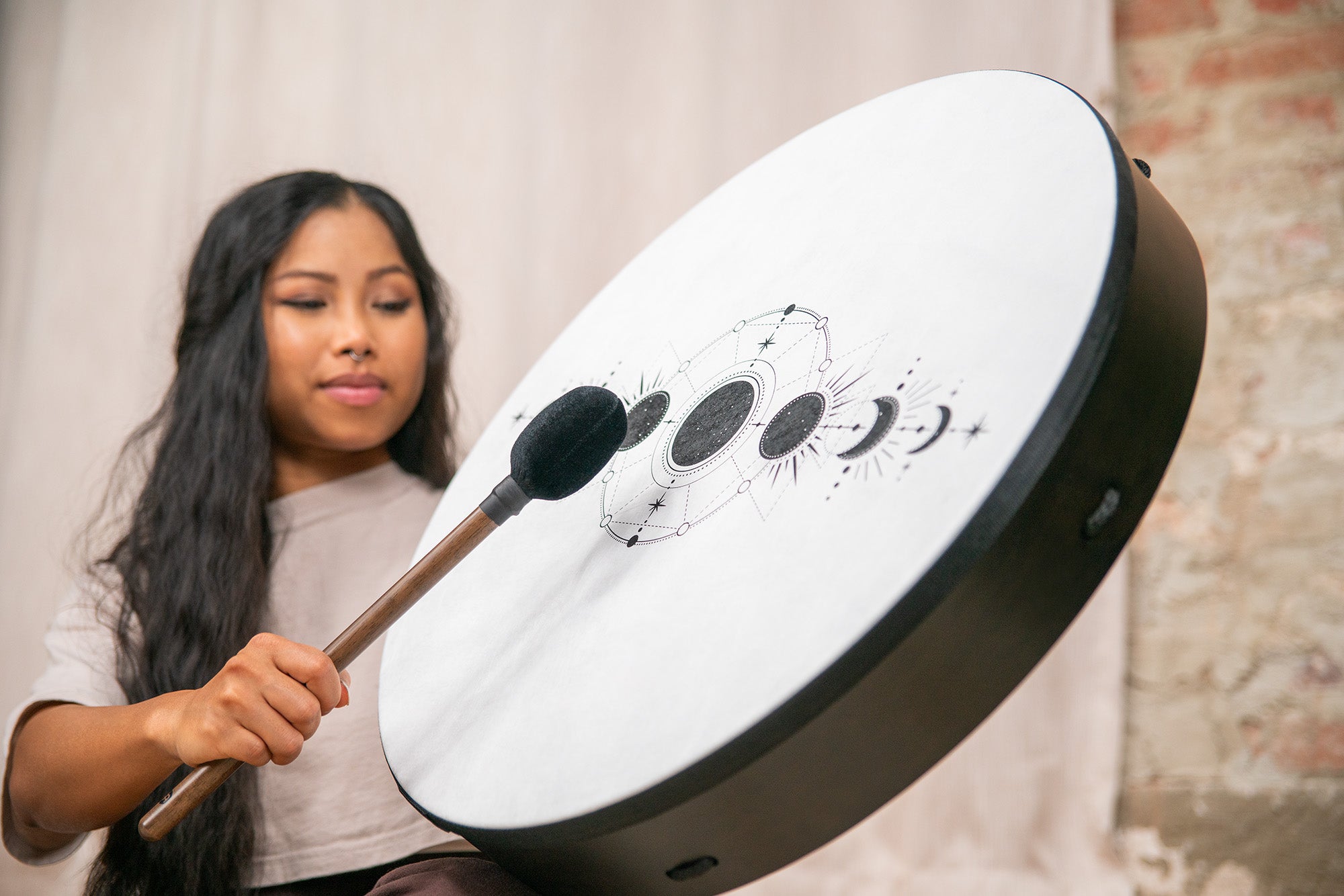 22" Ritual Drum, Moon Phases, True Feel Synthetic Head