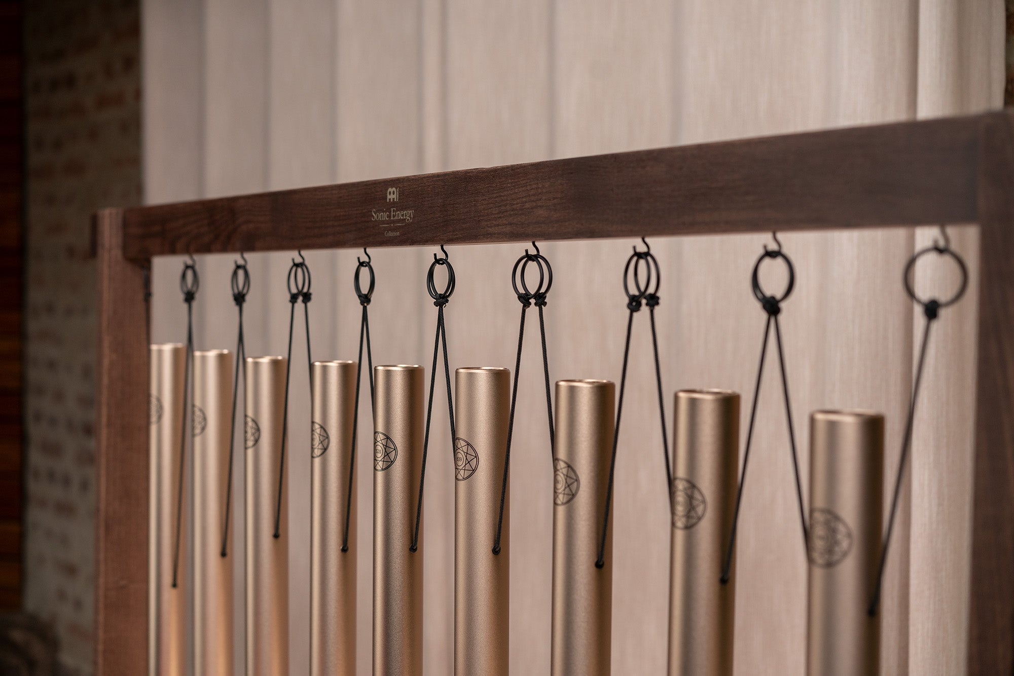 9-Piece Sound Bath Tube Chimes Solfeggio Set, Champagne Gold