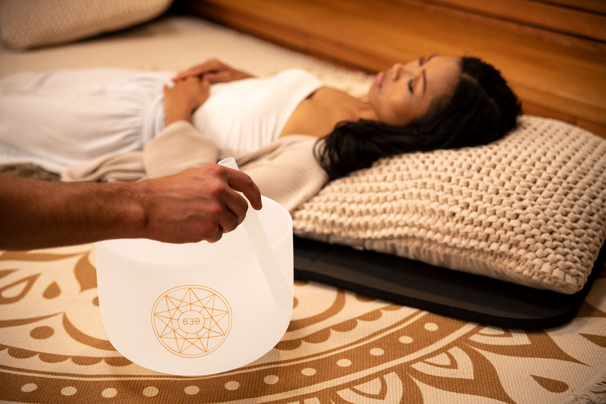 10" Solfeggio Crystal Singing Bowl, Fa 639 Hz, Note D