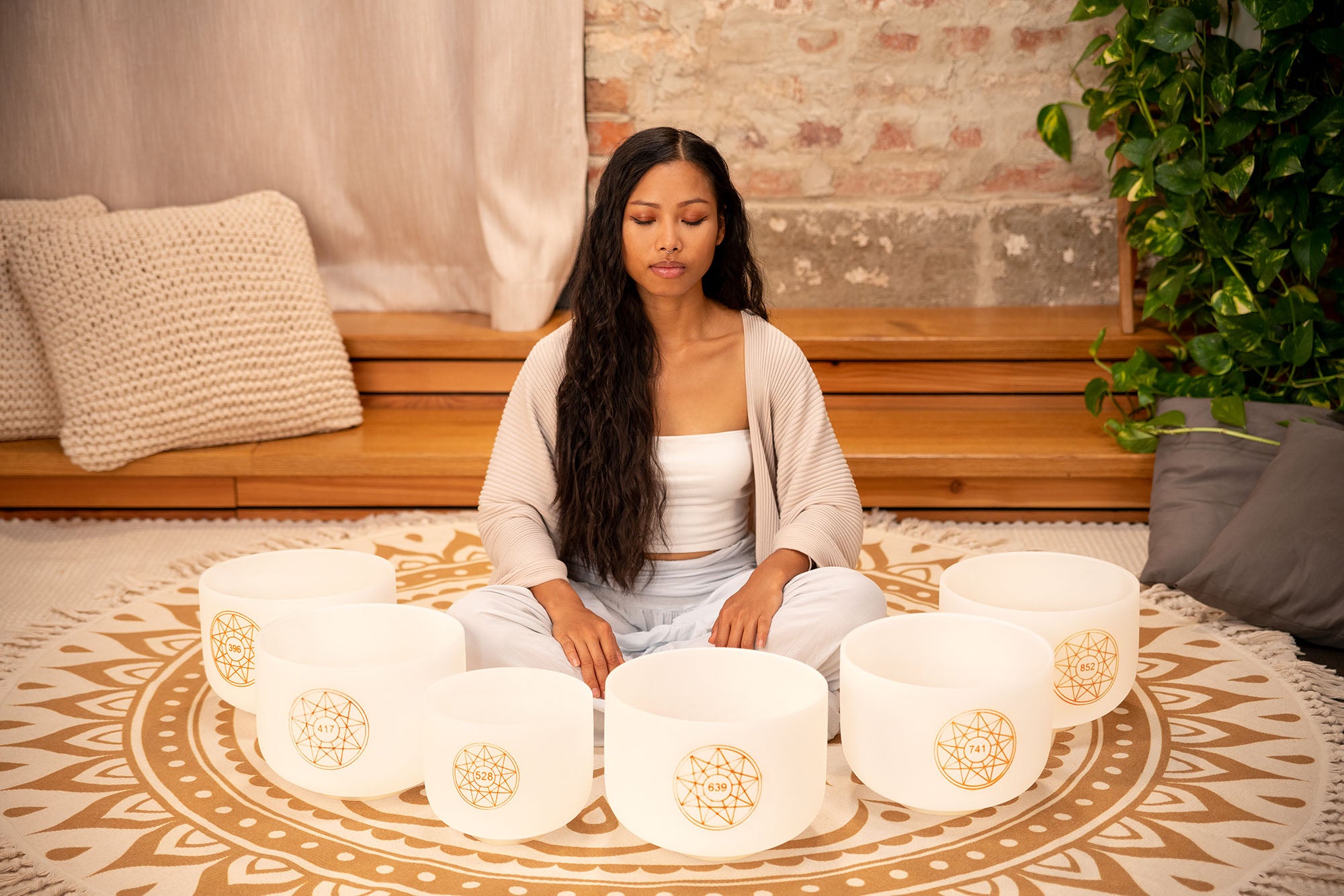 6-Piece Crystal Singing Bowl Chakra Set, Solfeggio