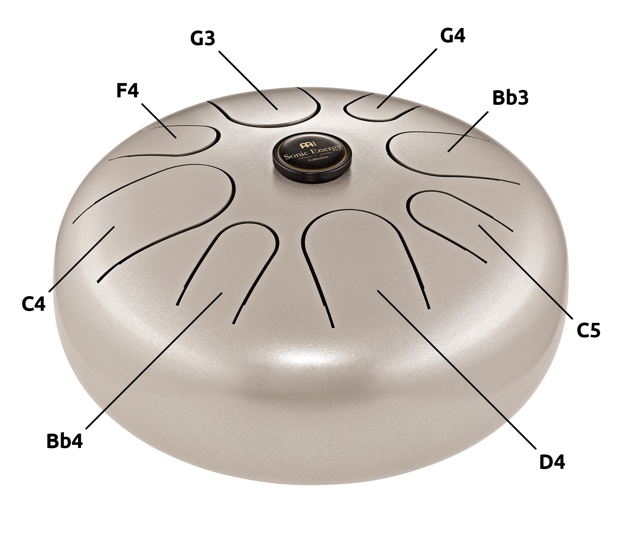 12" Steel Tongue Drum, G Minor, Pearl Grey