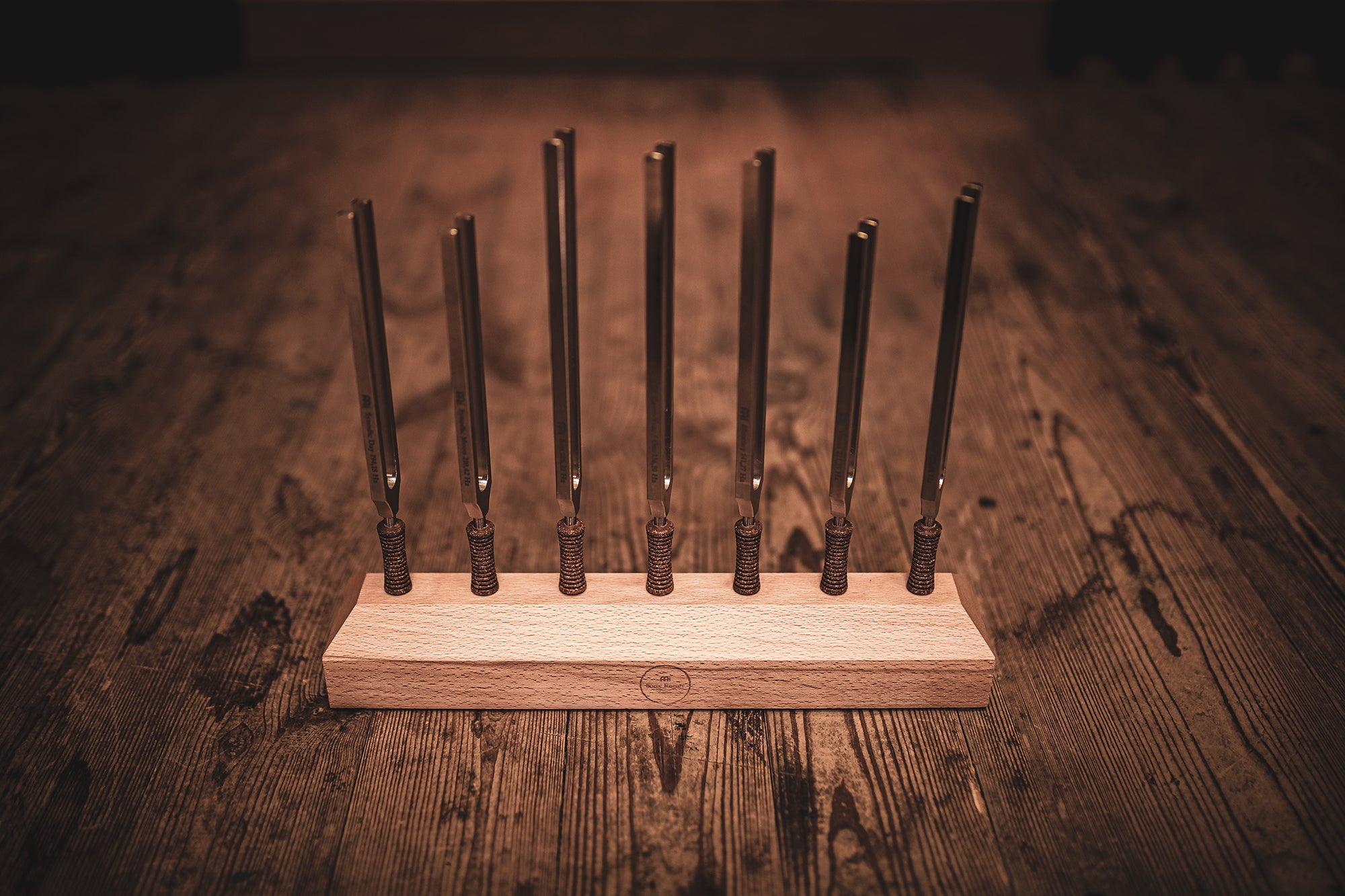 7-Piece Planetary Tuned Therapy Tuning Fork Chakra Set incl. Holder