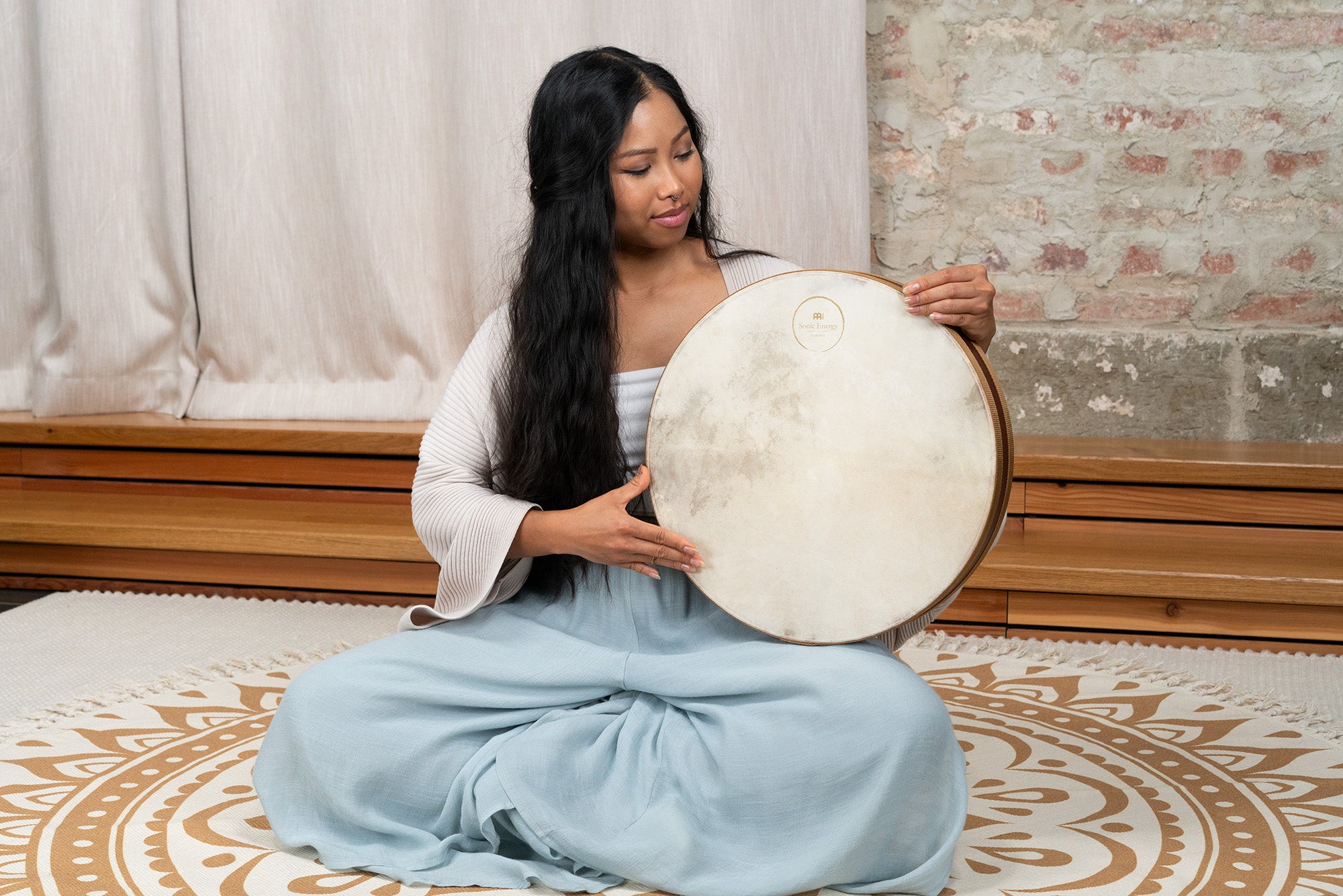 16" Wave / Ocean Drum, Flower of Life