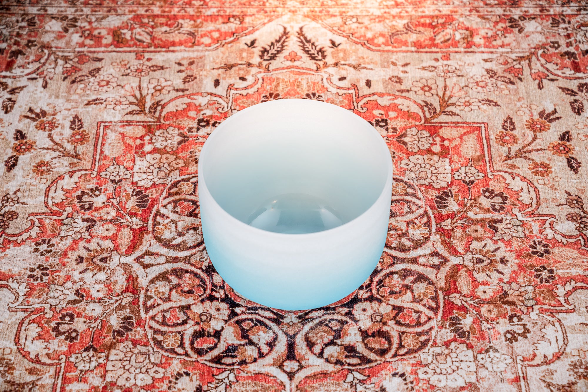 10&quot; Color-Frosted Crystal Singing Bowl, Light Blue, Note G4, Throat Chakra