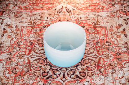 10&quot; Color-Frosted Crystal Singing Bowl, Light Blue, Note G4, Throat Chakra