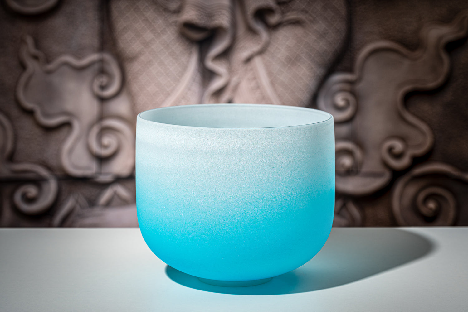 10&quot; Color-Frosted Crystal Singing Bowl, Light Blue, Note G4, Throat Chakra