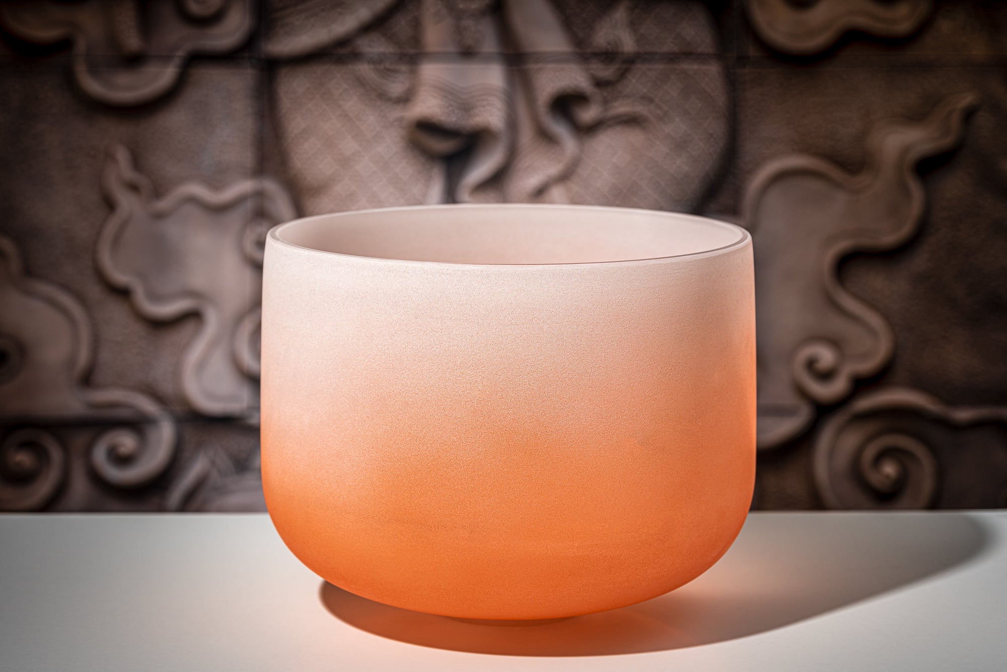13&quot; Color-Frosted Crystal Singing Bowl, Orange, Note D4, Sacral Chakra