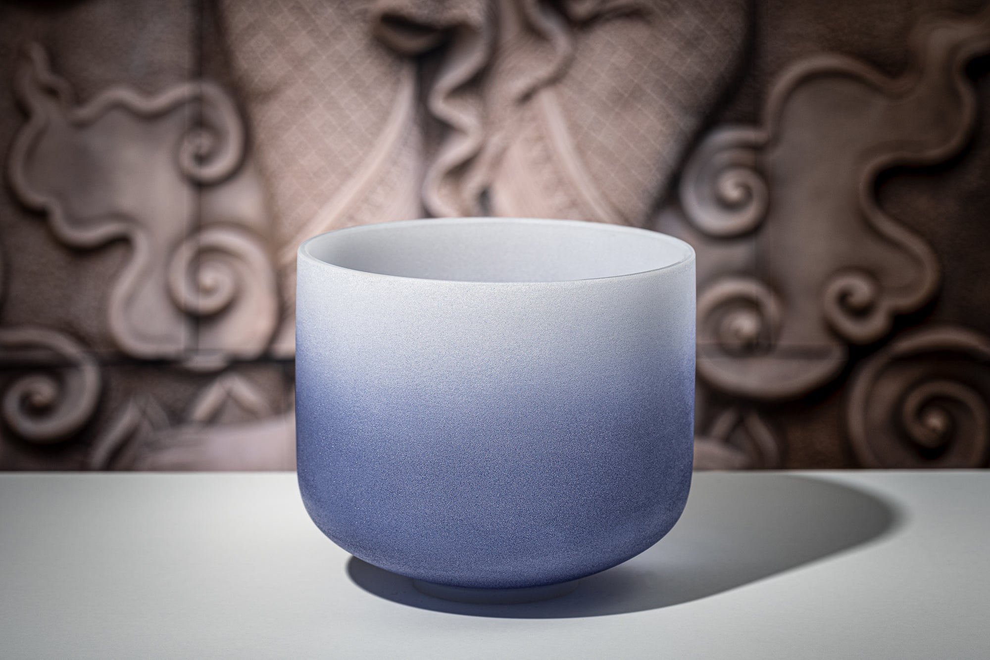 9&quot; Color-Frosted Crystal Singing Bowl, Dark Blue, Note A4, Brow Chakra