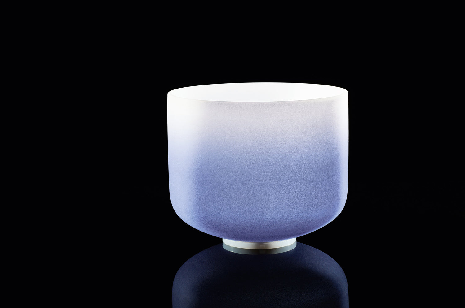 9&quot; Color-Frosted Crystal Singing Bowl, Dark Blue, Note A4, Brow Chakra