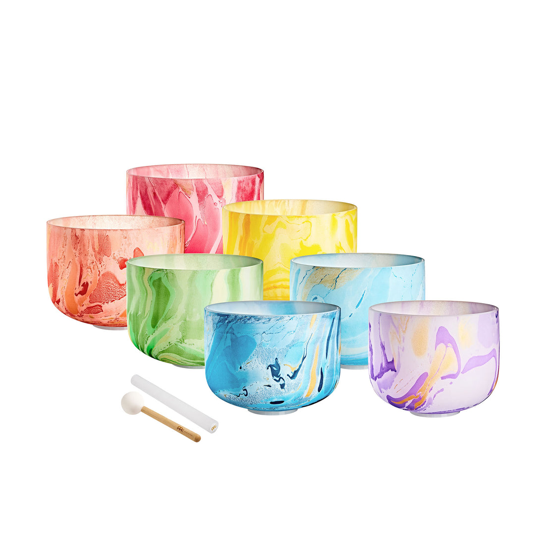 7-Piece Crystal Singing Bowl Chakra Set, Marble