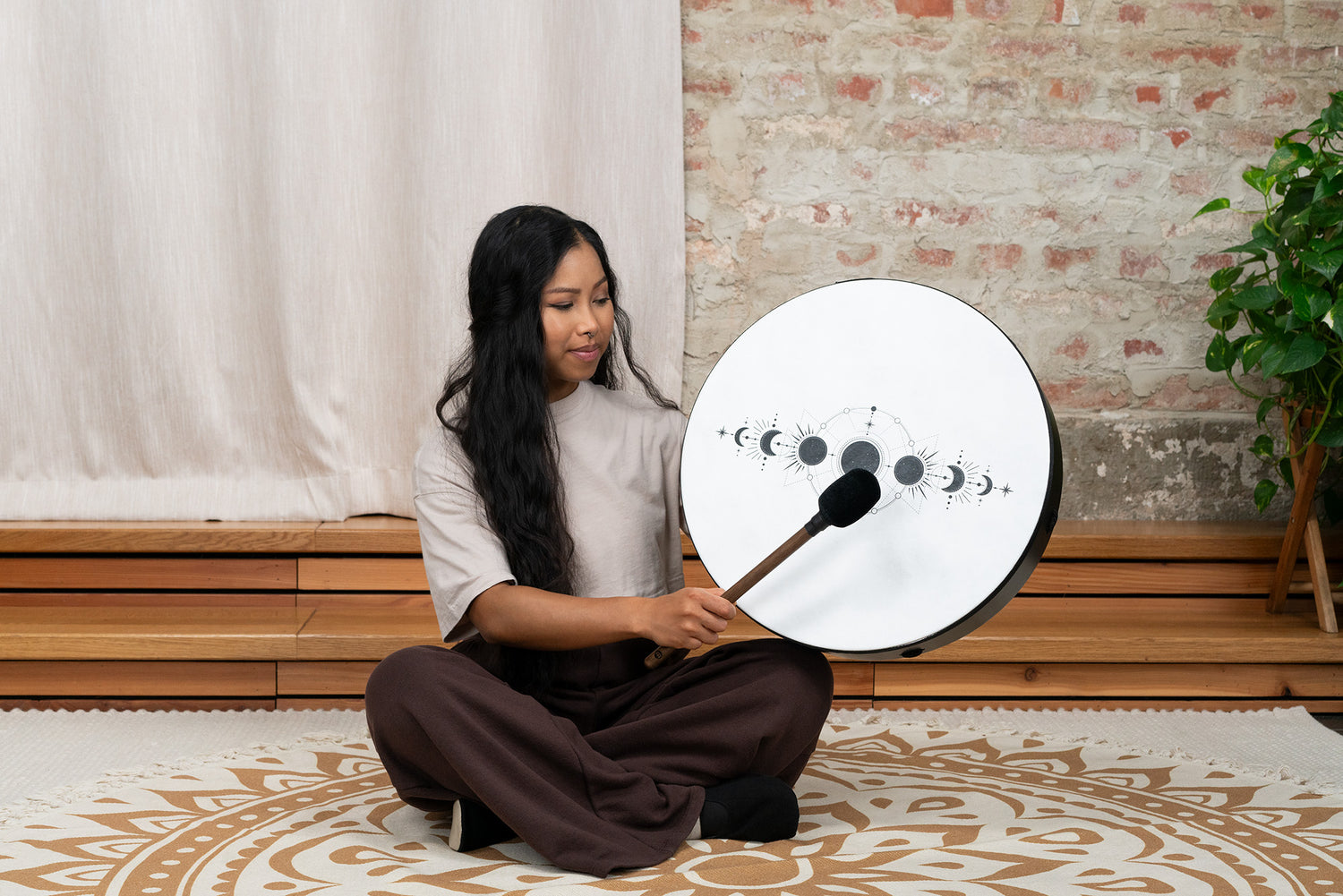 18&quot; Ritual Drum, Moon Phases, True Feel Synthetic Head