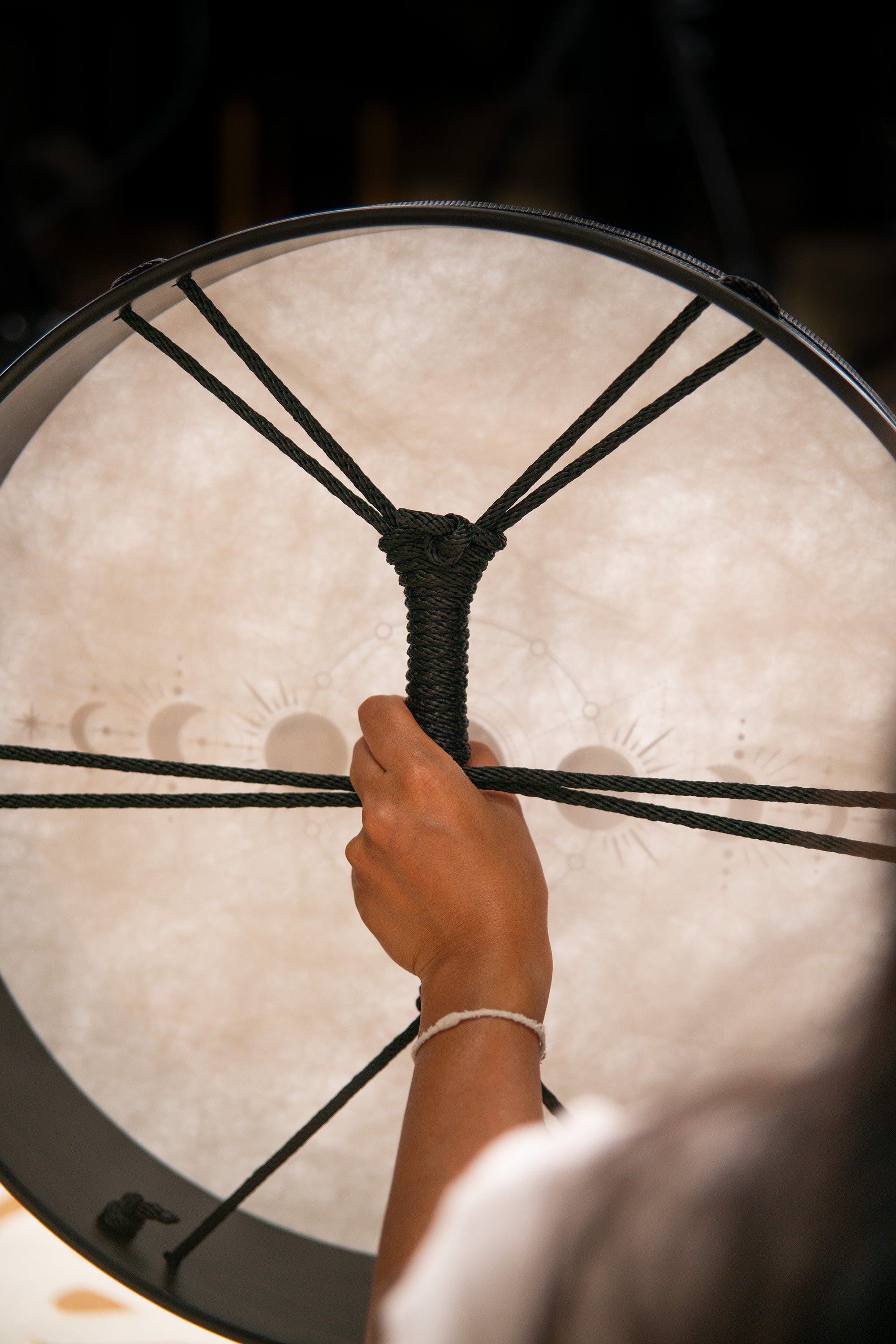 18&quot; Ritual Drum, Moon Phases, True Feel Synthetic Head